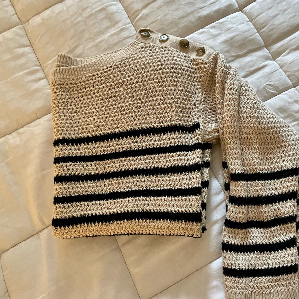 Loft Tan and Black Striped Sweater